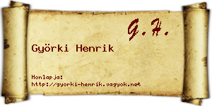 Györki Henrik névjegykártya
